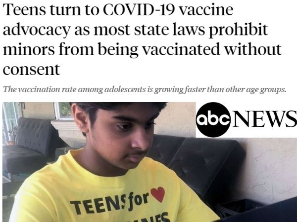 Teens for Vaccines and Arin Parsa on ABC News