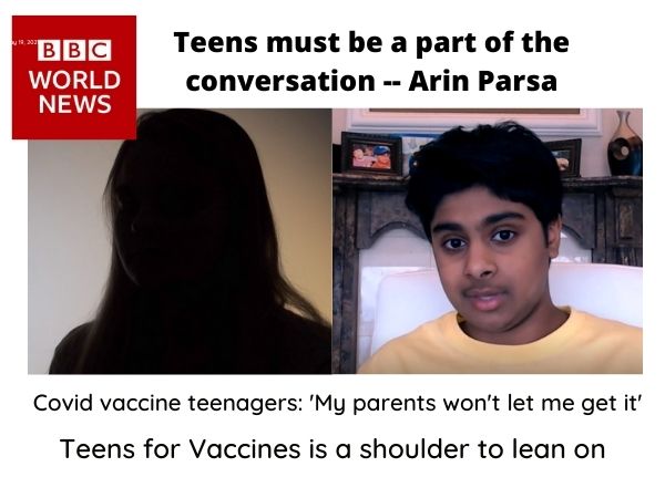 Arin Parsa and Teens for Vaccines on BBC