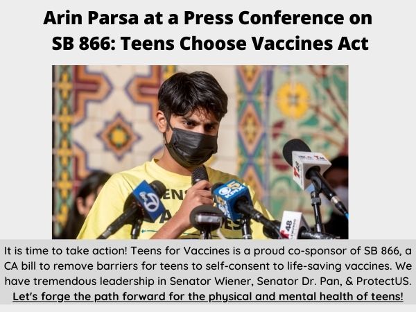 Arin Parsa Teens Choose Vaccines Act SB 866