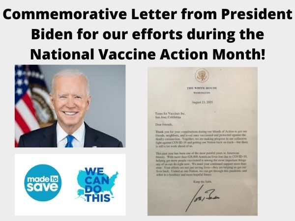 Commemorative Letter President Biden to Teens for Vaccines Arin Parsa