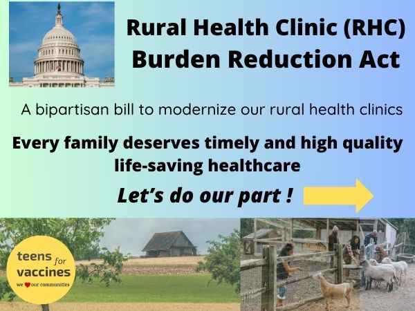 Arin Parsa and Teens for Vaccines support Rural Health Clinic Burden Reduction Act